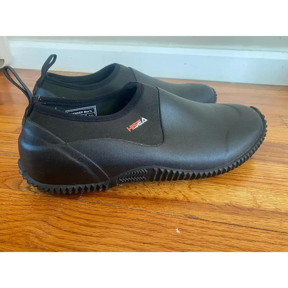 HISEA Men's Garden Shoes Waterproof Anti-Slip Ankle Farm Yard Rubber Sz 12 Black